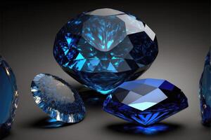 Blue sapphire gems. Jewelry made with gemstones for banner, designer, jewelry shop. photo