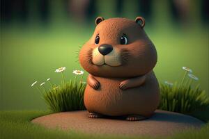 Cute Cartoon Groundhog Character 3D photo