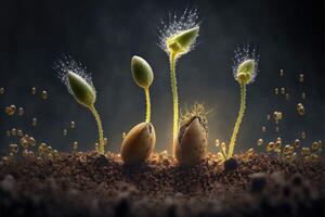 AI Generated The process of germination as a seed sprouts photo