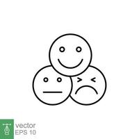 Face emoticon line icon set. Testimonials and customer relationship management concept. Simple outline style. Vector illustration isolated on white background. EPS 10.