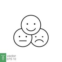 Face emoticon line icon set. Testimonials and customer relationship management concept. Simple outline style. Vector illustration isolated on white background. EPS 10.