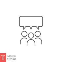 Forum discussion line icon. Meeting, business group, people, social communication concept. Simple outline style. Vector illustration isolated on white background. Editable stroke EPS 10.