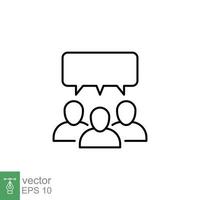 Forum discussion line icon. Meeting, business group, people, social communication concept. Simple outline style. Vector illustration isolated on white background. EPS 10.