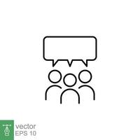 Forum discussion line icon. Meeting, business group, people, social communication concept. Simple outline style. Vector illustration isolated on white background. EPS 10.