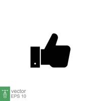 Hand thumb up gesture icon. OK, like, good, positive feedback concept. Simple solid style. Black silhouette, glyph symbol. Vector illustration isolated on white background. EPS 10.