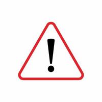 Exclamation mark sign in red triangle. Stock illustration Vector icon