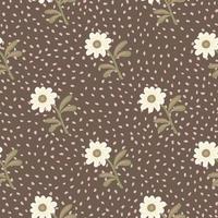 Cute flower seamless pattern in simple style. Hand drawn floral endless background. vector