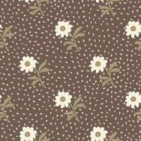 Cute flower seamless pattern in simple style. Hand drawn floral endless background. vector