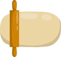 Rolling pin and dough. Wooden appliance for kitchen and cooking. Kneading dough. Cartoon flat illustration. Preparation of bread and pastries vector