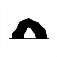 Cave icon. Stone shelter. Entrance to the mountain dungeon. Black silhouette vector