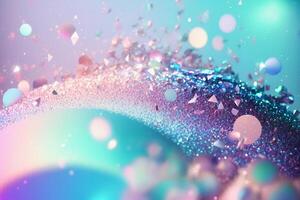 Beautiful abstract background with glitter. Vivid, holographic colors. Iridescent backdrop. Trendy design. . photo