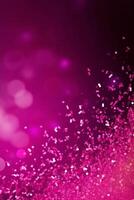 Beautiful abstract background with sparkles and copy space. Magenta backdrop with glitter, sequins. Celebration, festive, event. Bokeh effect. Trendy design. . photo