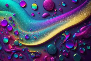 Beautiful abstract background with glitter. Vivid, holographic colors. Iridescent backdrop. Trendy design. . photo