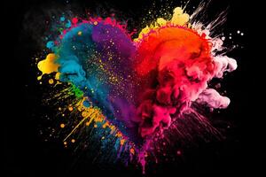 vistoso corazón, explosión. arco iris colores. diversidad, tolerancia, inclusión concepto. diferente y único a ser. amor. generativo ai. foto