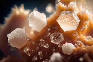 Beautiful abstract background with colorful crystals. Mysterious gemstones, minerals. Magic crystal cluster. Close-up view. . photo