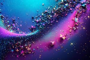 Beautiful abstract background with glitter. Vivid, holographic colors. Iridescent backdrop. Trendy design. . photo