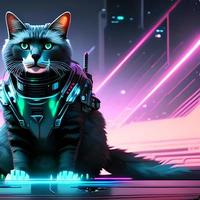 ai generated cat cyberpunk photo