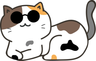 Cat with sunglasses cartoon character crop-out png