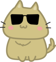 Cat with sunglasses cartoon character crop-out png