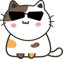 Cat with sunglasses cartoon character crop-out png