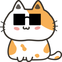 Cat with sunglasses cartoon character crop-out png