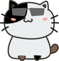 Cat with sunglasses cartoon character crop-out png