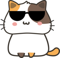 Cat with sunglasses cartoon character crop-out png