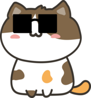 Cat with sunglasses cartoon character crop-out png