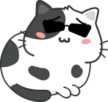 Cat with sunglasses cartoon character crop-out png