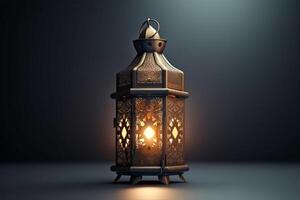 A lantern with the light shining on it, islamic background photo