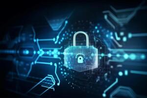 A digital image of a lock with a blue background with photo