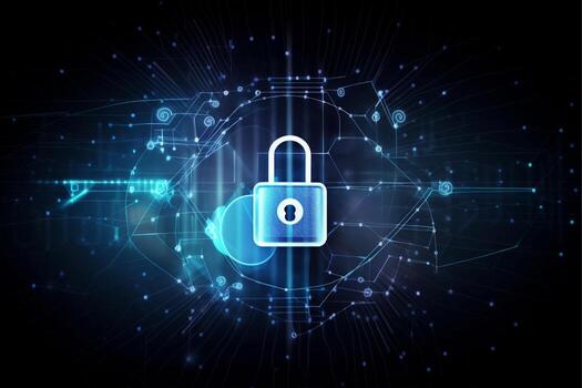 un digital imagen de un bloquear con un azul antecedentes con generativo ai foto