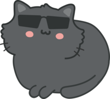 Cat with sunglasses cartoon character crop-out png