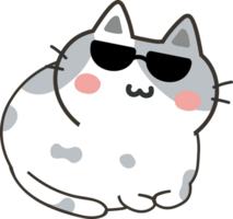 Cat with sunglasses cartoon character crop-out png