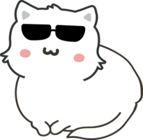 Cat with sunglasses cartoon character crop-out png