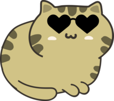 Cat with sunglasses cartoon character crop-out png