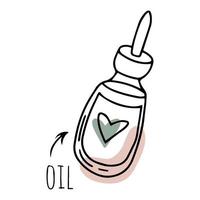Doodle facial oil, spa, beauty treatments vector