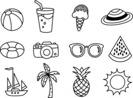 A Collection of Summer Icon Doodle vector