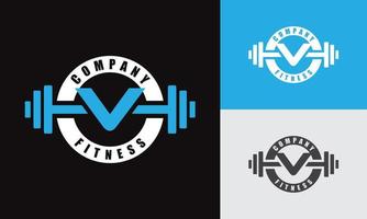 letter V fitness logo vector