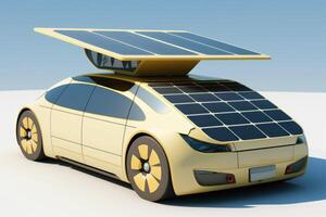 un coche desde el futuro, un coche con un incorporado solar panel, un solar panel como interminable energía para un auto, generativo ai. foto