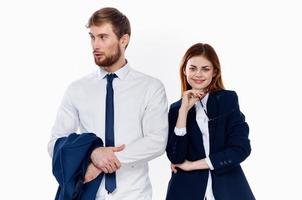 young couple work colleagues financial lifestyle communication photo