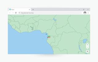 Browser window with map of Equatorial Guinea, searching  Equatorial Guinea in internet. vector