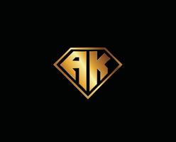 AK diamond shape gold color design vector