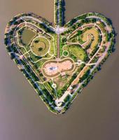 Aerial top view of Heart shaped island at daytime in Thung Talayluang in Sukhothai,Thailand. photo