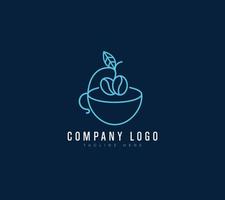 illustration of coffee shop beans and leaves with line art in a minimalist style logo template premium vector