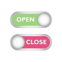 Open closed shiny button icon vector design templates