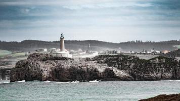 Lighthouse on the coast of Atlantic ocean. photo