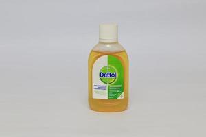 Lampung Selatan , Indonesia, 06 March 2023, Dettol Antibacterial Disinfectant isolated on white background. photo