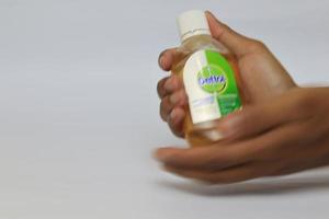 Lampung Selatan , Indonesia, 06 March 2023, Dettol Antibacterial Disinfectant isolated on white background. photo