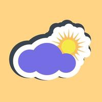 Sticker partly cloudy. Weather elements symbol. Good for prints, web, smartphone app, posters, infographics, logo, sign, etc. vector